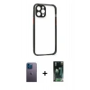 MARSİLYAN™- iPhone 12 Pro Kılıf Nova Asil Özel Seri - Siyah 360 Mat Full Body Arka Koruyucu + Neon Fosforlu Kamera Lens - MI