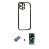 MARSİLYAN™- iPhone 12 Pro Kılıf Nova Asil Özel Seri - Siyah 360 Mat Full Body Arka Koruyucu + Metal Kamera Lens Koruma Cam - GD