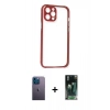 MARSİLYAN™- iPhone 12 Pro Kılıf Nova Asil Özel Seri - Siyah 360 Mat Full Body Arka Koruyucu + Neon Fosforlu Kamera Lens - MI