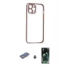 MARSİLYAN™- iPhone 12 Pro Kılıf Nova Asil Özel Seri - Siyah 360 Mat Full Body Arka Koruyucu + Renkli Kamera Lens Koruma Cam - MI