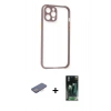 MARSİLYAN™- iPhone 12 Pro Kılıf Nova Asil Özel Seri - Siyah 360 Mat Full Body Arka Koruyucu + Renkli Kamera Lens Koruma Cam - PE