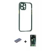 MARSİLYAN™- iPhone 12 Pro Kılıf Nova Asil Özel Seri - Siyah 360 Mat Full Body Arka Koruyucu + Renkli Kamera Lens Koruma Cam - MI