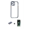 MARSİLYAN™- iPhone 12 Pro Kılıf Nova Asil Özel Seri - Siyah 360 Mat Full Body Arka Koruyucu + Renkli Kamera Lens Koruma Cam - PE