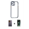 MARSİLYAN™- iPhone 12 Pro Kılıf Nova Asil Özel Seri - Siyah 360 Mat Full Body Arka Koruyucu + Sarı Neon Fosforlu Kamera Lens