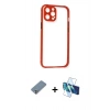 MARSİLYAN™- iPhone 12 Pro Kılıf Nova Asil Özel Seri - Siyah 3D Antistatik Cam Ekran Koruyucu + Metal Kamera Lens Koruma Cam - GS