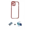 MARSİLYAN™- iPhone 12 Pro Kılıf Nova Asil Özel Seri - Siyah 3D Antistatik Cam Ekran Koruyucu + Metal Kamera Lens Koruma Cam - MR