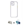 MARSİLYAN™- iPhone 12 Pro Kılıf Nova Asil Özel Seri - Siyah 3D Antistatik Cam Ekran Koruyucu + Rainbow Kamera Lens Koruma Cam - GD