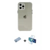 MARSİLYAN™- iPhone 12 Pro Kılıf Nova Asil Özel Seri - Siyah 3D Antistatik Cam Ekran Koruyucu + Shine Kamera Lens Koruma Cam - MI