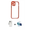 MARSİLYAN™- iPhone 12 Pro Kılıf Nova Asil Özel Seri - Siyah 3D Antistatik Cam Ekran Koruyucu + Shine Kamera Lens - GS