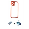 MARSİLYAN™- iPhone 12 Pro Kılıf Nova Asil Özel Seri - Siyah 3D Antistatik Cam Ekran Koruyucu + Shine Kamera Lens Koruma Cam - PE