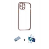 MARSİLYAN™- iPhone 12 Pro Kılıf Nova Asil Özel Seri - Siyah 3D Antistatik Cam Ekran Koruyucu + Shine Kamera Lens Koruma Cam - MI