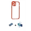 MARSİLYAN™- iPhone 12 Pro Kılıf Nova Asil Özel Seri - Siyah 3D Antistatik Cam Ekran Koruyucu + Shine Kamera Lens Koruma Cam - GD