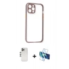 MARSİLYAN™- iPhone 12 Pro Kılıf Nova Asil Özel Seri - Siyah 3D Antistatik Cam Ekran Koruyucu + Shine Kamera Lens - GS
