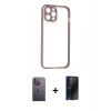 MARSİLYAN™- iPhone 12 Pro Kılıf Nova Asil Özel Seri - Siyah 3D Antistatik Hayalet Cam Ekran Koruyucu + Beyaz Neon Fosforlu Kamera Lens