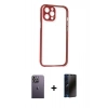 MARSİLYAN™- iPhone 12 Pro Kılıf Nova Asil Özel Seri - Siyah 3D Antistatik Hayalet Cam Ekran Koruyucu + Beyaz Neon Fosforlu Kamera Lens