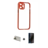 MARSİLYAN™- iPhone 12 Pro Kılıf Nova Asil Özel Seri - Siyah 3D Antistatik Hayalet Cam Ekran Koruyucu + Rainbow Kamera Lens Koruma Cam - GD