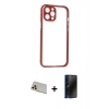 MARSİLYAN™- iPhone 12 Pro Kılıf Nova Asil Özel Seri - Siyah 3D Antistatik Hayalet Cam Ekran Koruyucu + Rainbow Kamera Lens Koruma Cam - GD