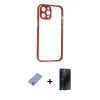 MARSİLYAN™- iPhone 12 Pro Kılıf Nova Asil Özel Seri - Siyah 3D Antistatik Hayalet Cam Ekran Koruyucu + Metal Kamera Lens Koruma Cam - KUYL