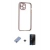 MARSİLYAN™- iPhone 12 Pro Kılıf Nova Asil Özel Seri - Siyah 3D Antistatik Hayalet Cam Ekran Koruyucu + Metal Kamera Lens Koruma Cam - KUYL