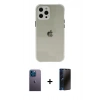 MARSİLYAN™- iPhone 12 Pro Kılıf Nova Asil Özel Seri - Siyah 3D Antistatik Hayalet Cam Ekran Koruyucu + Neon Fosforlu Kamera Lens - MI