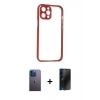 MARSİLYAN™- iPhone 12 Pro Kılıf Nova Asil Özel Seri - Siyah 3D Antistatik Hayalet Cam Ekran Koruyucu + Neon Fosforlu Kamera Lens - MI