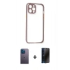 MARSİLYAN™- iPhone 12 Pro Kılıf Nova Asil Özel Seri - Siyah 3D Antistatik Hayalet Cam Ekran Koruyucu + Neon Fosforlu Kamera Lens - MI
