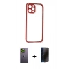 MARSİLYAN™- iPhone 12 Pro Kılıf Nova Asil Özel Seri - Siyah 3D Antistatik Hayalet Cam Ekran Koruyucu + Neon Fosforlu Kamera Lens - YL