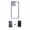 MARSİLYAN™- iPhone 12 Pro Kılıf Nova Asil Özel Seri - Siyah 3D Antistatik Hayalet Cam Ekran Koruyucu + Neon Fosforlu Kamera Lens - MI