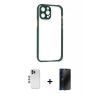 MARSİLYAN™- iPhone 12 Pro Kılıf Nova Asil Özel Seri - Siyah 3D Antistatik Hayalet Cam Ekran Koruyucu + Shine Kamera Lens - MI