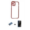 MARSİLYAN™- iPhone 12 Pro Kılıf Nova Asil Özel Seri - Siyah 3D Antistatik Hayalet Cam Ekran Koruyucu + Shine Kamera Lens Koruma Cam - GD