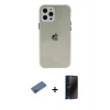 MARSİLYAN™- iPhone 12 Pro Kılıf Nova Asil Özel Seri - Siyah 3D Antistatik Hayalet Cam Ekran Koruyucu + Shine Kamera Lens Koruma Cam - GD