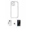 MARSİLYAN™- iPhone 12 Pro Kılıf Nova Asil Özel Seri - Siyah 3D Antistatik Hayalet Cam Ekran Koruyucu + Shine Kamera Lens - MI