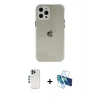 MARSİLYAN™- iPhone 12 Pro Kılıf Nova Asil Özel Seri - Siyah 3D Antistatik Seramik Nano Ekran Koruyucu + Shine Kamera Lens - MI