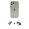 MARSİLYAN™- iPhone 12 Pro Kılıf Nova Asil Özel Seri - Siyah 3D Antistatik Seramik Nano Ekran Koruyucu + Metal Kamera Lens Koruma Cam - AKYL