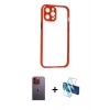 MARSİLYAN™- iPhone 12 Pro Kılıf Nova Asil Özel Seri - Siyah 3D Antistatik Seramik Nano Ekran Koruyucu + Neon Fosforlu Kamera Lens - TU