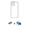 MARSİLYAN™- iPhone 12 Pro Kılıf Nova Asil Özel Seri - Siyah 3D Antistatik Seramik Nano Ekran Koruyucu + Renkli Kamera Lens Koruma Cam - YL