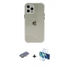 MARSİLYAN™- iPhone 12 Pro Kılıf Nova Asil Özel Seri - Siyah 3D Antistatik Seramik Nano Ekran Koruyucu + Renkli Kamera Lens Koruma Cam - TU