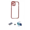 MARSİLYAN™- iPhone 12 Pro Kılıf Nova Asil Özel Seri - Siyah 3D Antistatik Seramik Nano Ekran Koruyucu + Sarı Renkli Kamera Lens Koruma Cam