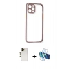 MARSİLYAN™- iPhone 12 Pro Kılıf Nova Asil Özel Seri - Siyah 3D Antistatik Seramik Nano Ekran Koruyucu + Shine Kamera Lens - GD