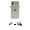 MARSİLYAN™- iPhone 12 Pro Kılıf Nova Asil Özel Seri - Siyah 3D Antistatik Seramik Nano Ekran Koruyucu + Shine Kamera Lens Koruma Cam - SABE
