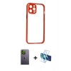 MARSİLYAN™- iPhone 12 Pro Kılıf Nova Asil Özel Seri - Siyah 3D Antistatik Seramik Nano Ekran Koruyucu + Neon Fosforlu Kamera Lens - YL