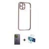 MARSİLYAN™- iPhone 12 Pro Kılıf Nova Asil Özel Seri - Siyah 3D Antistatik Seramik Nano Ekran Koruyucu + Neon Fosforlu Kamera Lens - YL