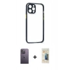 MARSİLYAN™- iPhone 12 Pro Kılıf Nova Asil Özel Seri - Siyah 6D Mat Seramik Hayalet Nano Ekran Koruyucu + Neon Fosforlu Kamera Lens - BZ