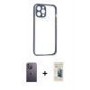 MARSİLYAN™- iPhone 12 Pro Kılıf Nova Asil Özel Seri - Siyah 6D Mat Seramik Hayalet Nano Ekran Koruyucu + Neon Fosforlu Kamera Lens - BZ