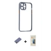 MARSİLYAN™- iPhone 12 Pro Kılıf Nova Asil Özel Seri - Siyah 6D Mat Seramik Hayalet Nano Ekran Koruyucu + Metal Kamera Lens Koruma Cam - GD