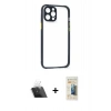 MARSİLYAN™- iPhone 12 Pro Kılıf Nova Asil Özel Seri - Siyah 6D Mat Seramik Hayalet Nano Ekran Koruyucu + Kamera Lens Koruma Cam - SF