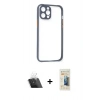 MARSİLYAN™- iPhone 12 Pro Kılıf Nova Asil Özel Seri - Siyah 6D Mat Seramik Hayalet Nano Ekran Koruyucu + Kamera Lens Koruma Cam - SF