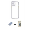 MARSİLYAN™- iPhone 12 Pro Kılıf Nova Asil Özel Seri - Siyah 6D Mat Seramik Hayalet Nano Ekran Koruyucu + Koyu Yeşil Metal Kamera Lens Koruma Cam