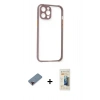 MARSİLYAN™- iPhone 12 Pro Kılıf Nova Asil Özel Seri - Siyah 6D Mat Seramik Hayalet Nano Ekran Koruyucu + Metal Kamera Lens Koruma Cam - KI