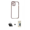 MARSİLYAN™- iPhone 12 Pro Kılıf Nova Asil Özel Seri - Siyah 6D Mat Seramik Hayalet Nano Ekran Koruyucu + Kamera Lens Koruma Cam - SF